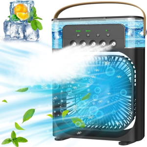 3-in-1 Mist Fan - Portable USB Air Humidifier Fan & Conditioner, LED Night Light - Quiet Energy-Efficient