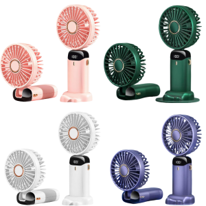 Powerful Compact USB Rechargeable Mini Fan with LED Display and Adjustable 5 Speeds - Portable Handheld/Desktop Fan for Office and Outdoor Use
