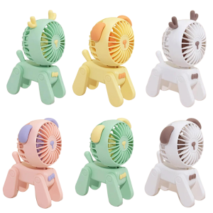 Cute USB Rechargeable Desk Fan - Adorable Puppy Design, 3-Speed, Ideal for Dorm and Home Decor