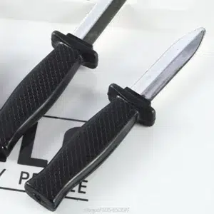 Retractable Spring-Loaded Prank Knife - Safe Plastic Fake Knife Prop for Halloween Tricks - Black, 5.91 inches