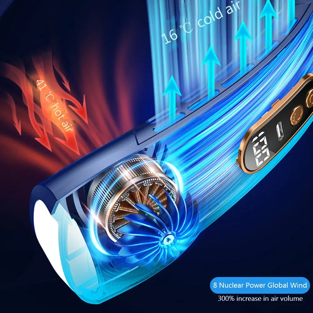 5-Speed USB Rechargeable Portable Neck Fan | Quiet & Bladeless with LED Display – Ultimate Comfort Anywhere! - Image 43