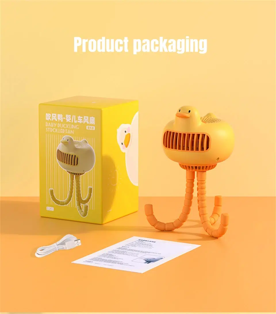 Mini USB Portable Fan - Duck-Shaped Baby Stroller Fan with Adjustable Stand, Handheld or Desktop Use, 3600mAh Long-Lasting Battery, Safe for Kids - Image 23