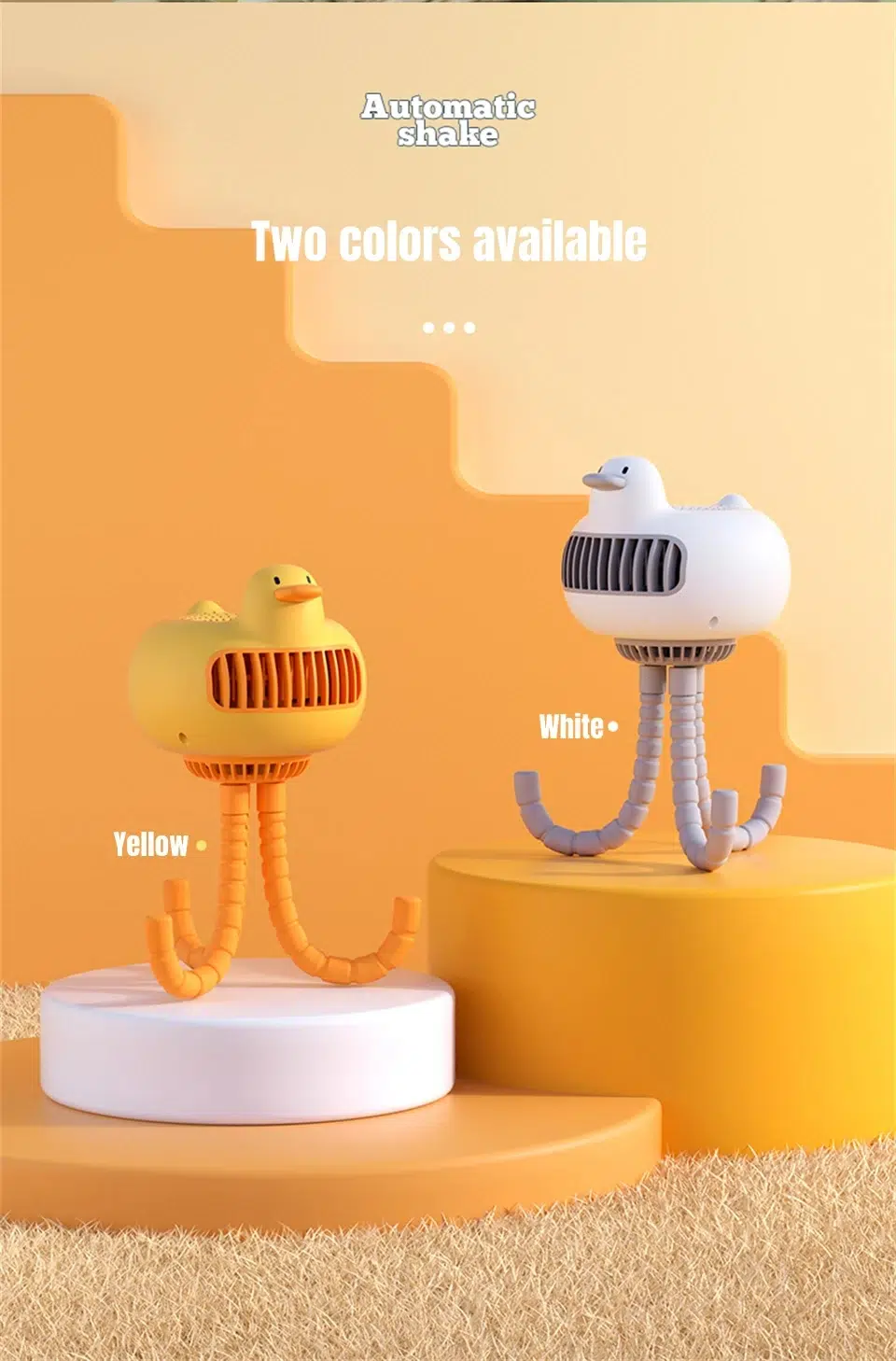 Mini USB Portable Fan - Duck-Shaped Baby Stroller Fan with Adjustable Stand, Handheld or Desktop Use, 3600mAh Long-Lasting Battery, Safe for Kids - Image 22