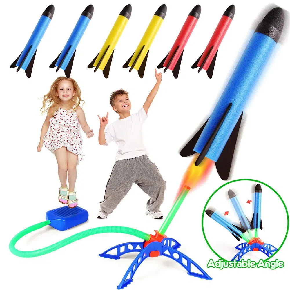 Children's Stomp Rocket Launcher with Foam Rockets for Outdoor Fun