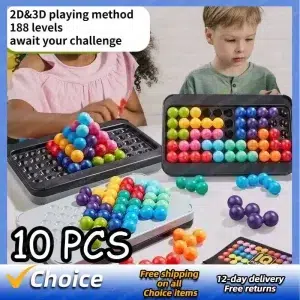 3D Pyramid Puzzle Game for Kids - 120 Challenges Brain Teaser Montessori Toy with Classic Plate and Pearls - Educational Logic Mind Board Game for Children