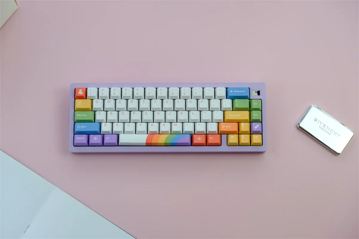 Stylish Rainbow Keycaps with Durable PBT Material at Rockatship