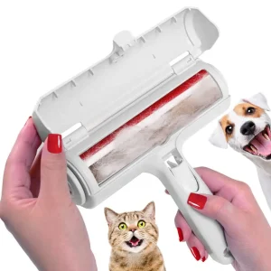Efficient Pet Hair Roller with Self-Cleaning Base