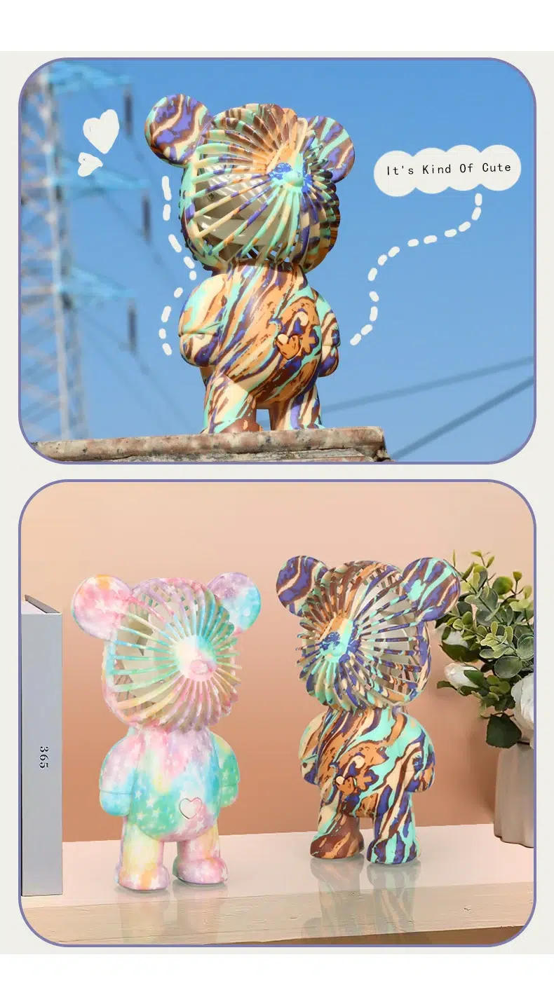 Adorable Power+: USB Mini Cute Cartoon Bear Fan with 3-Speed Control - Image 30