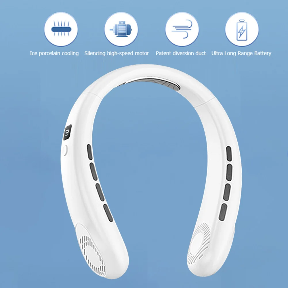 5-Speed USB Rechargeable Portable Neck Fan | Quiet & Bladeless with LED Display – Ultimate Comfort Anywhere! - Image 22