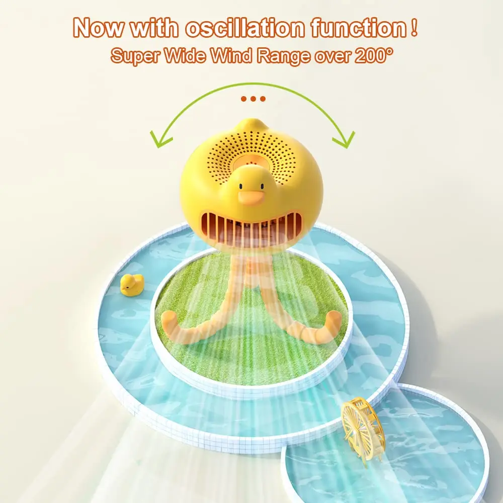 Mini USB Portable Fan - Duck-Shaped Baby Stroller Fan with Adjustable Stand, Handheld or Desktop Use, 3600mAh Long-Lasting Battery, Safe for Kids - Image 6