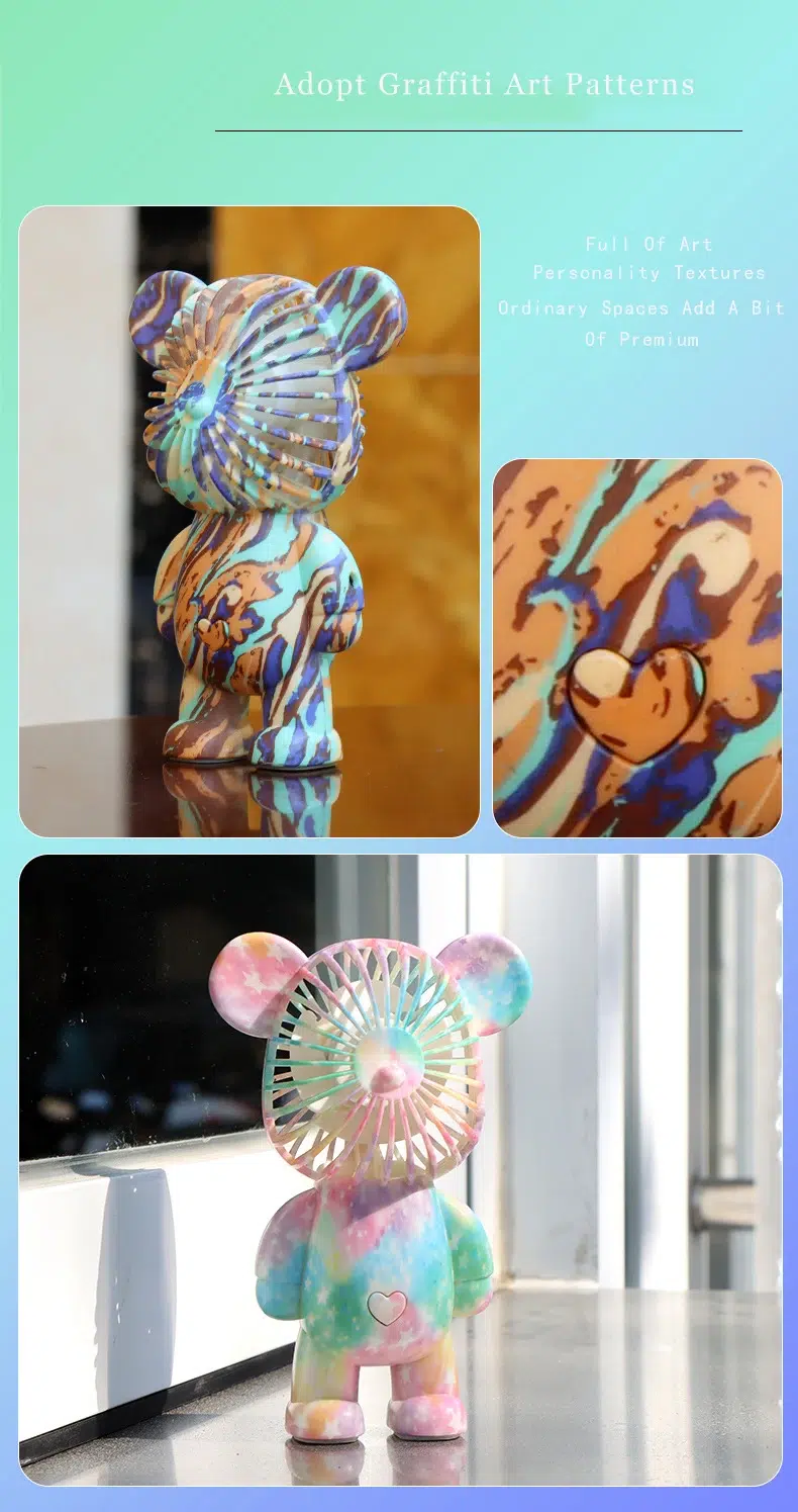 Adorable Power+: USB Mini Cute Cartoon Bear Fan with 3-Speed Control - Image 26