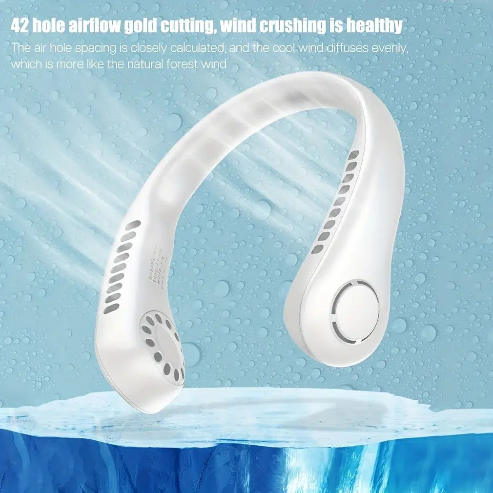 2024 Portable Neck Fan - 1200mAh Bladeless Rechargeable Air Cooler with 3 Speed Settings for Outdoor Sports - Image 3