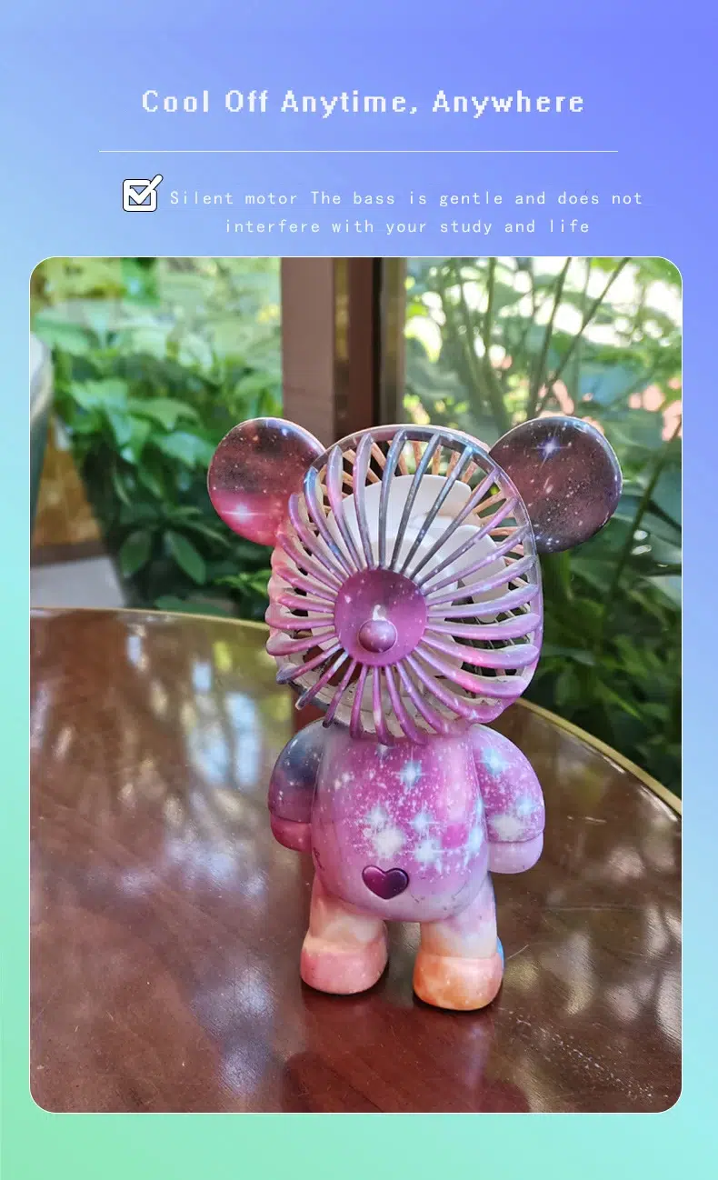 Adorable Power+: USB Mini Cute Cartoon Bear Fan with 3-Speed Control - Image 27