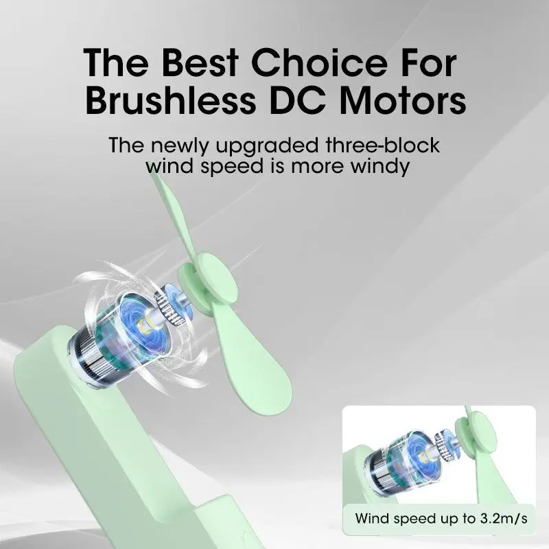 Compact Power+: 2000mAh Rechargeable Mini USB Fan with Portable Charging and Flashlight - Image 4