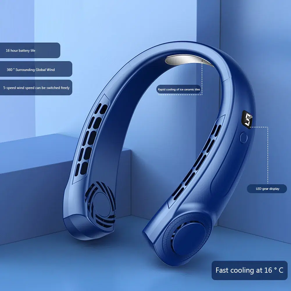5-Speed USB Rechargeable Portable Neck Fan | Quiet & Bladeless with LED Display – Ultimate Comfort Anywhere! - Image 13