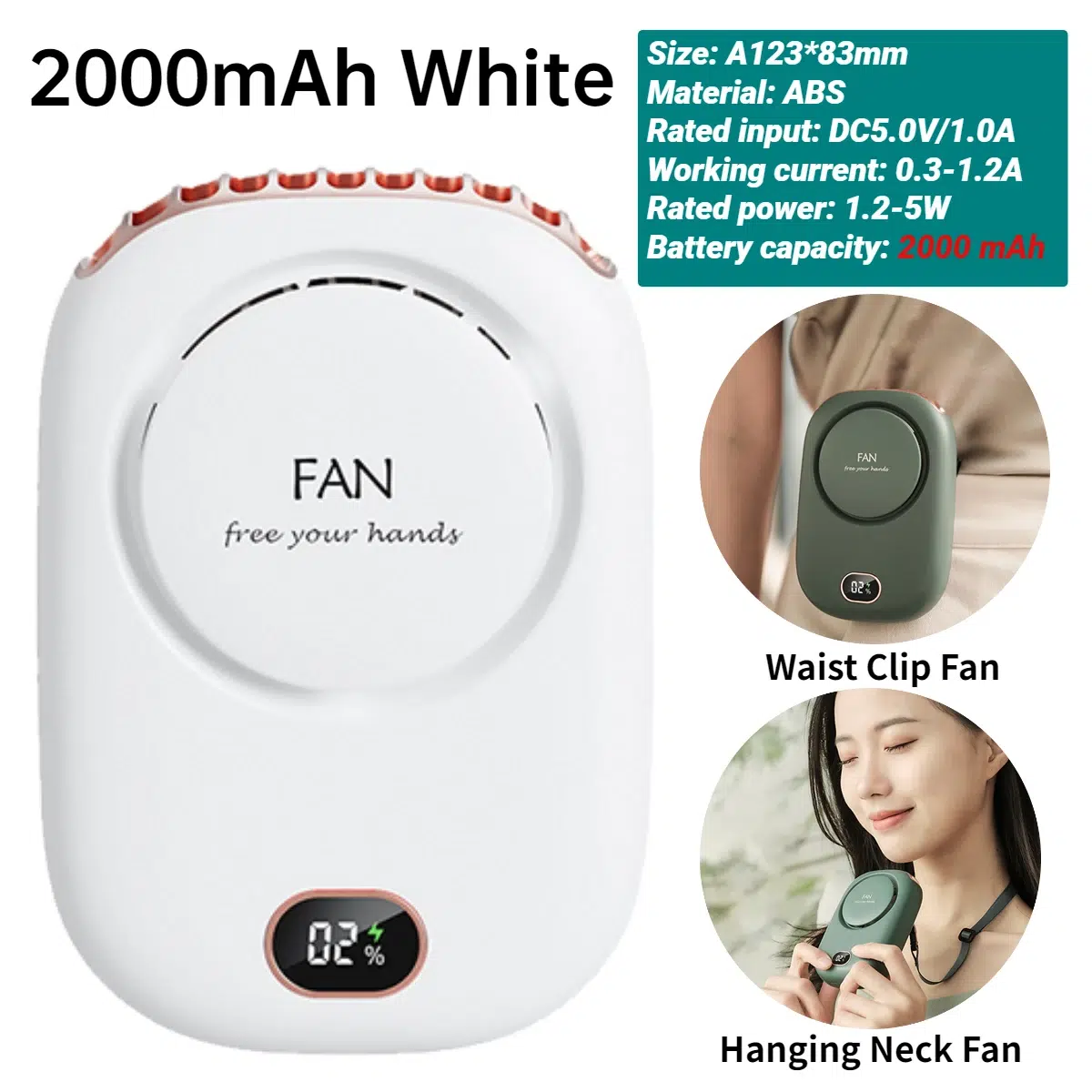 Compact Portable Neck Fan - USB Rechargeable, 3-Speed, Super Quiet | Ideal for Travel & Outdoor - Image 15