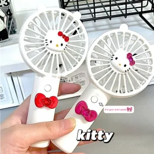 Hello Kitty USB Mini Fan - Portable Neck Hanging, 3 Speed Rechargeable Kawaii Fan for Girls