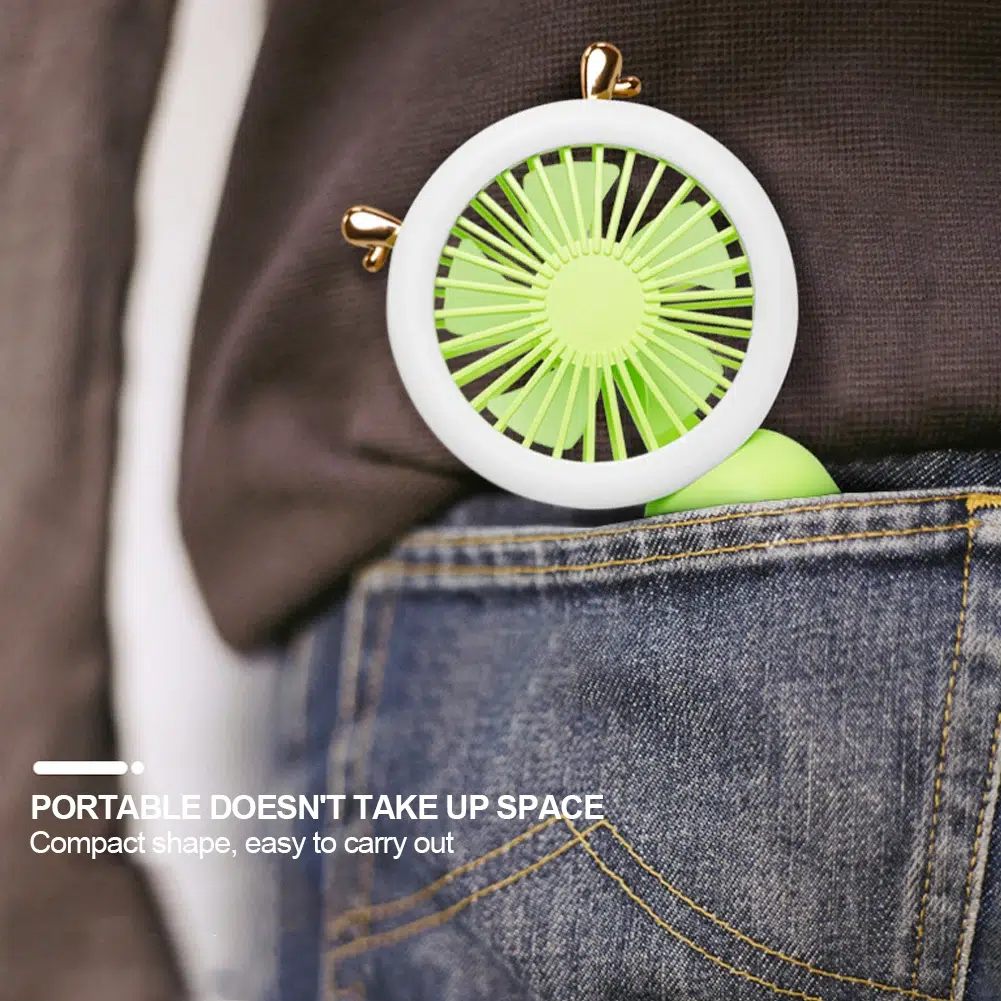 Compact & Powerful 5W USB Rechargeable Mini Fan with Night Light - Perfect for Travel & Home - Image 3