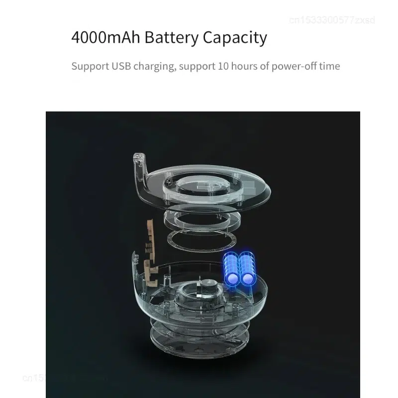 4-Speed Rechargeable Folding Desktop Fan with Night Light - Quiet & Efficient - Image 5