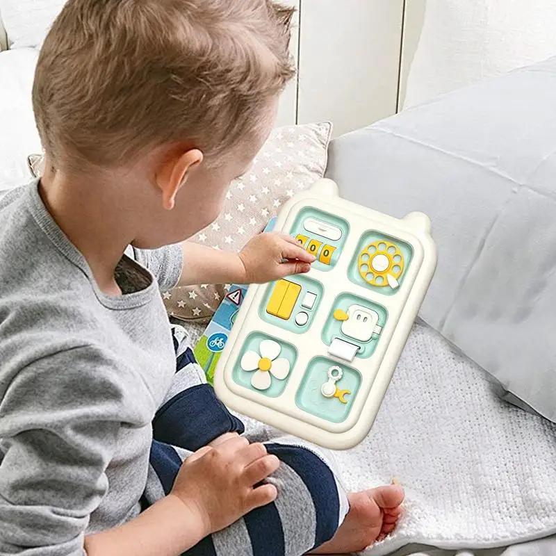 6-in-1 Toddler Sensory Activity Board - Fine Motor Skills Enhancer with Dial Phone, Wheel, and Button Features for Travel - Image 5