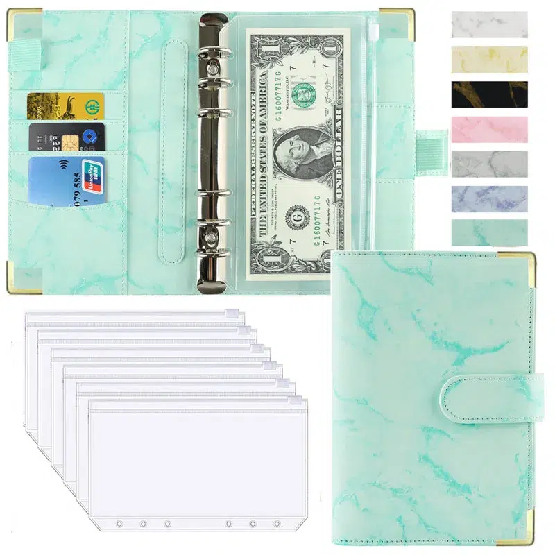 Marble White PU Leather A6 Budget Planner - Image 15