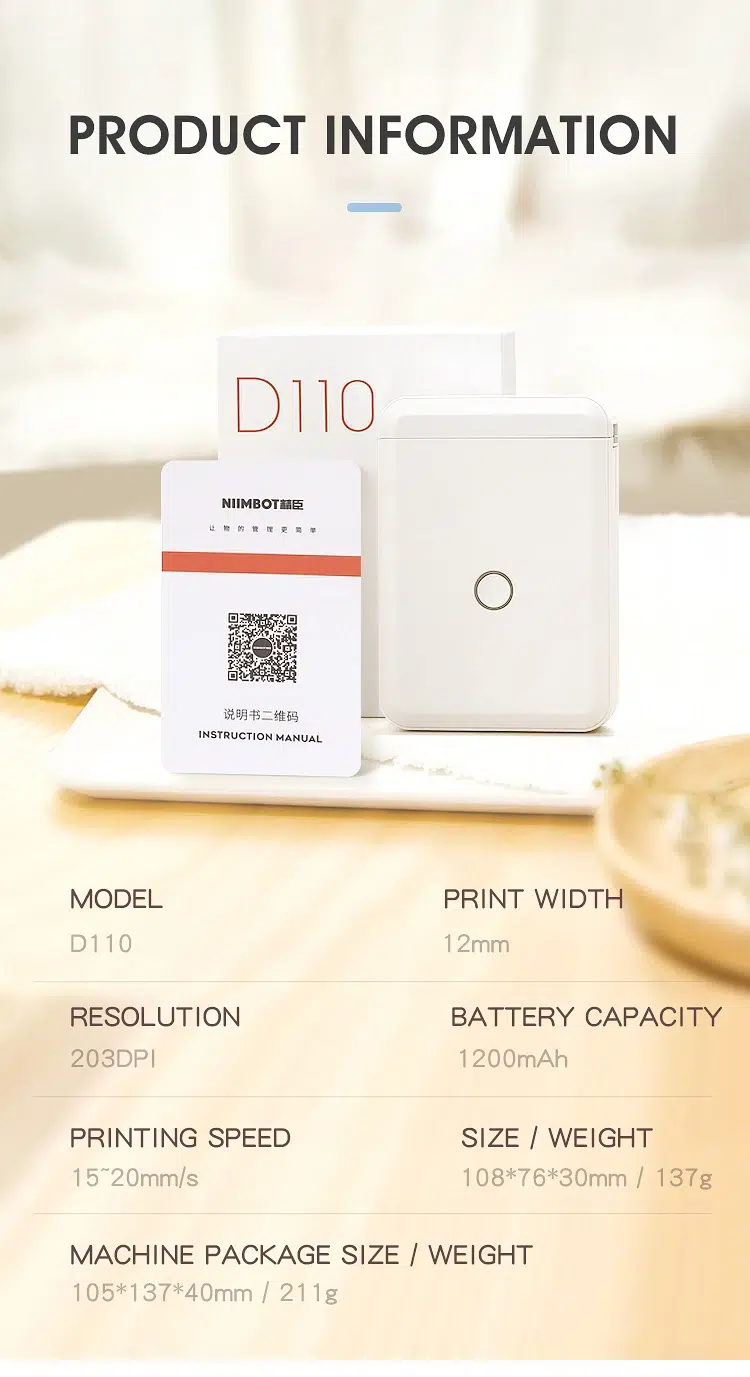 Niimbot D110 Portable Bluetooth Label Printer - Compact Wireless Sticker and Label Maker - Image 8