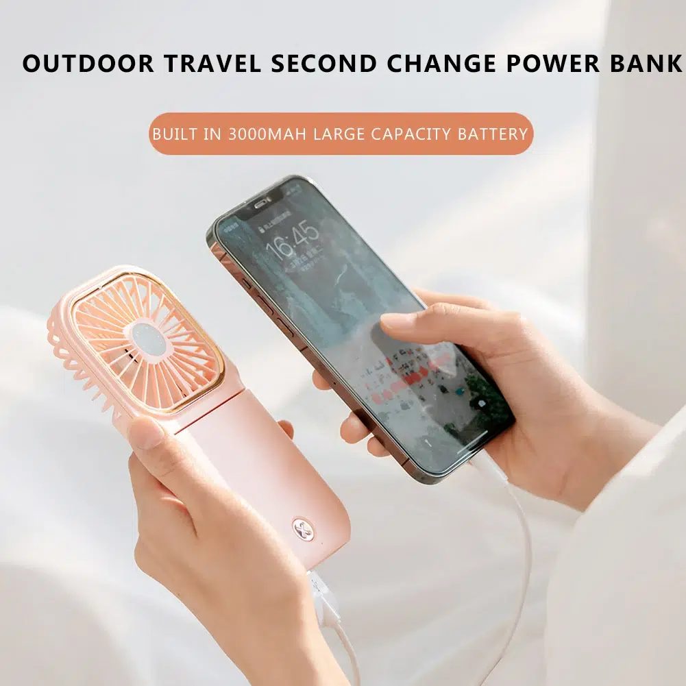 Ultimate Breeze: 3-in-1 Portable Neck Fan with Power Bank and Phone Holder - Image 4