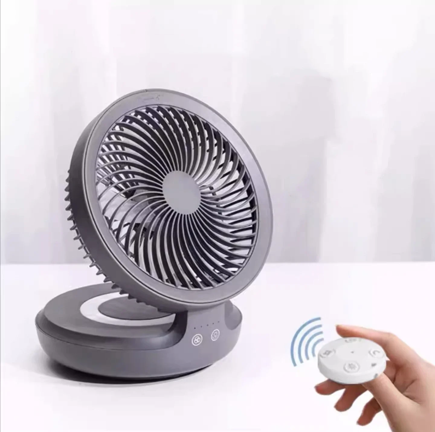 4-Speed Rechargeable Folding Desktop Fan with Night Light - Quiet & Efficient - Image 9