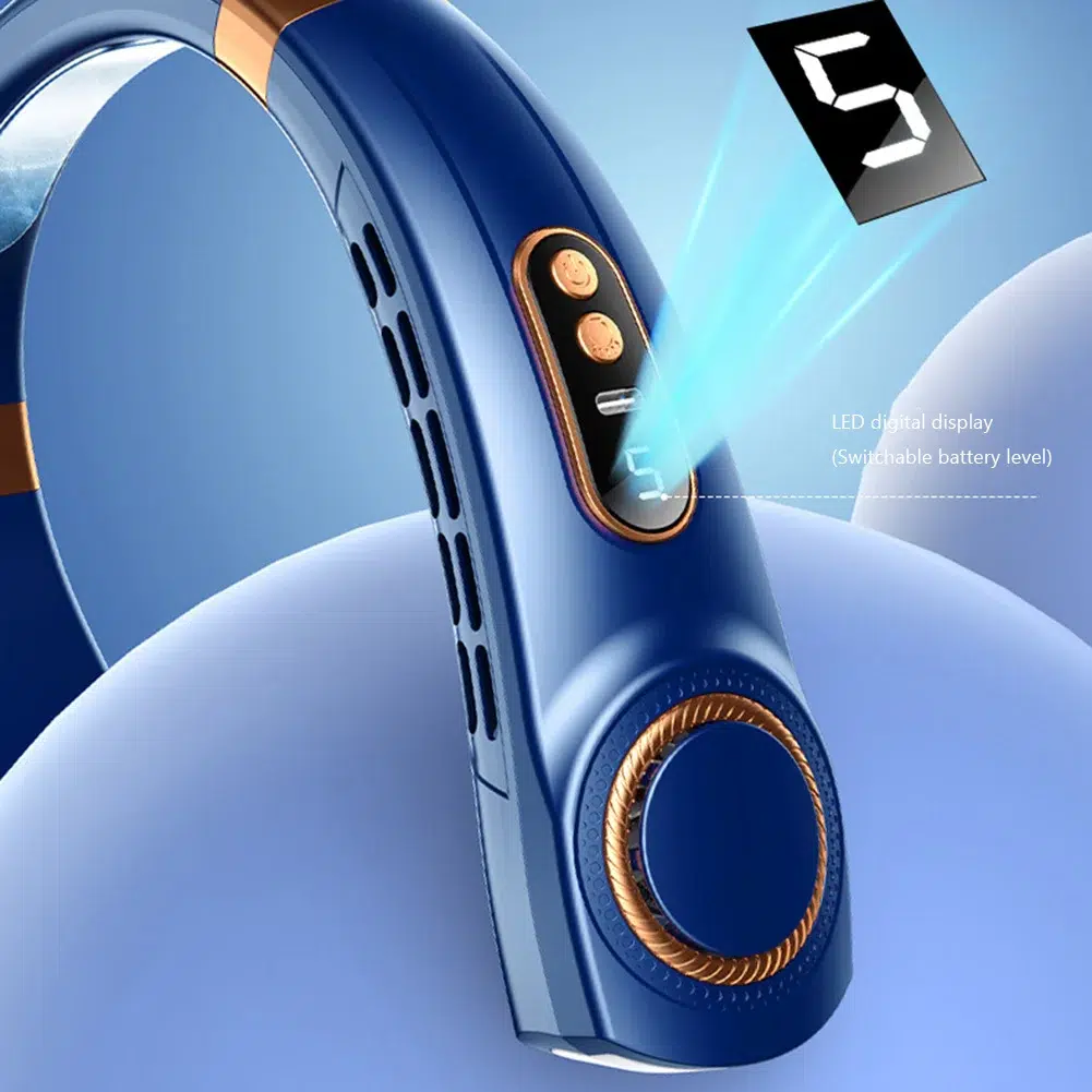 5-Speed USB Rechargeable Portable Neck Fan | Quiet & Bladeless with LED Display – Ultimate Comfort Anywhere! - Image 45