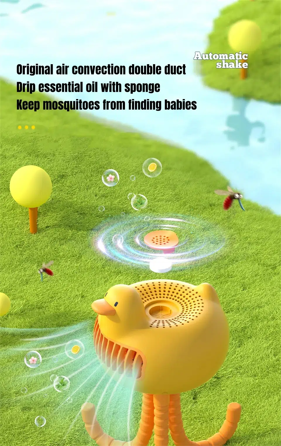 Mini USB Portable Fan - Duck-Shaped Baby Stroller Fan with Adjustable Stand, Handheld or Desktop Use, 3600mAh Long-Lasting Battery, Safe for Kids - Image 12