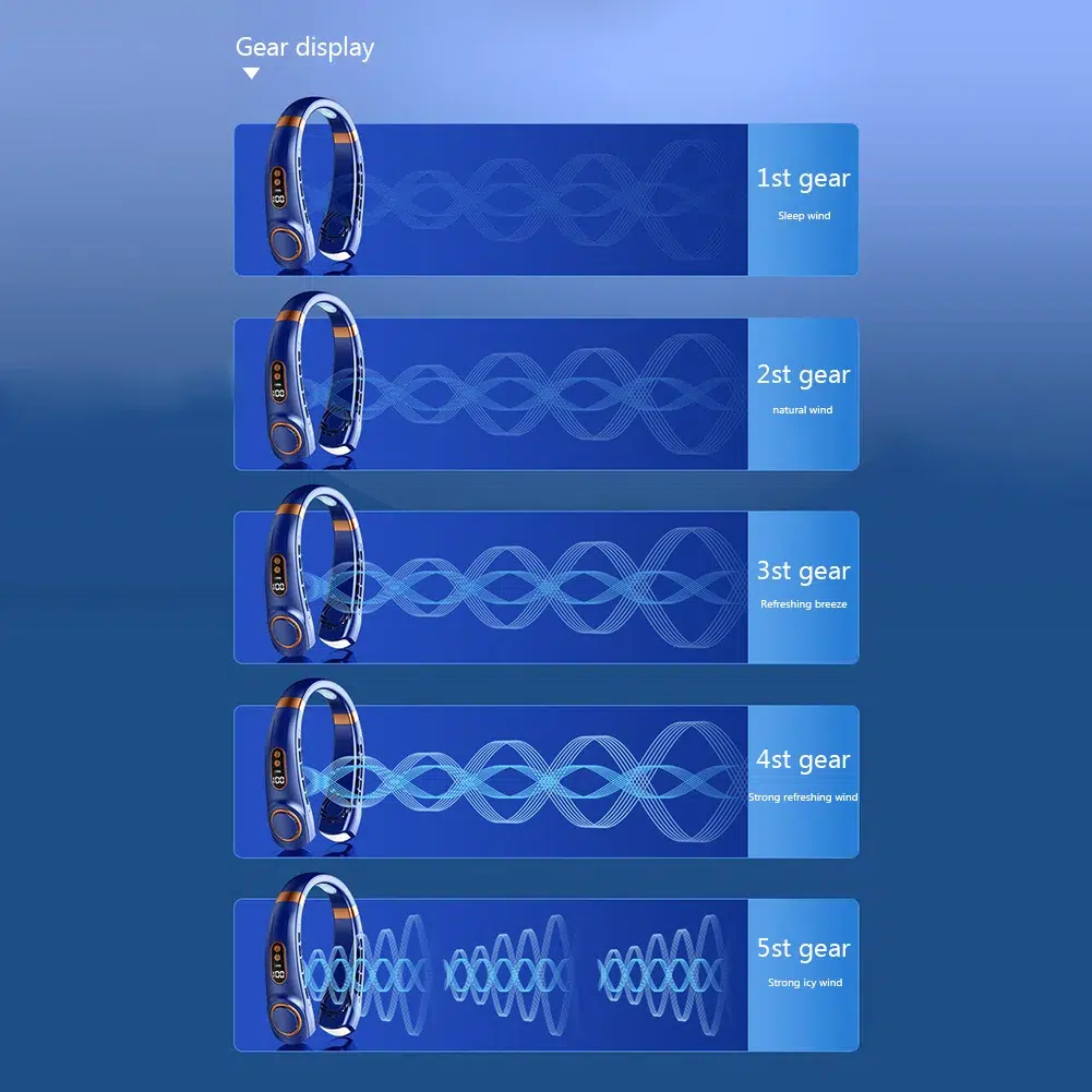 5-Speed USB Rechargeable Portable Neck Fan | Quiet & Bladeless with LED Display – Ultimate Comfort Anywhere! - Image 42