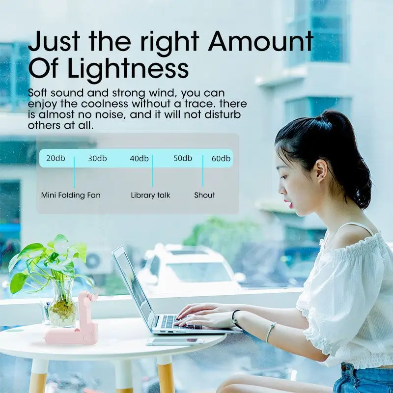 Compact Power+: 2000mAh Rechargeable Mini USB Fan with Portable Charging and Flashlight - Image 3