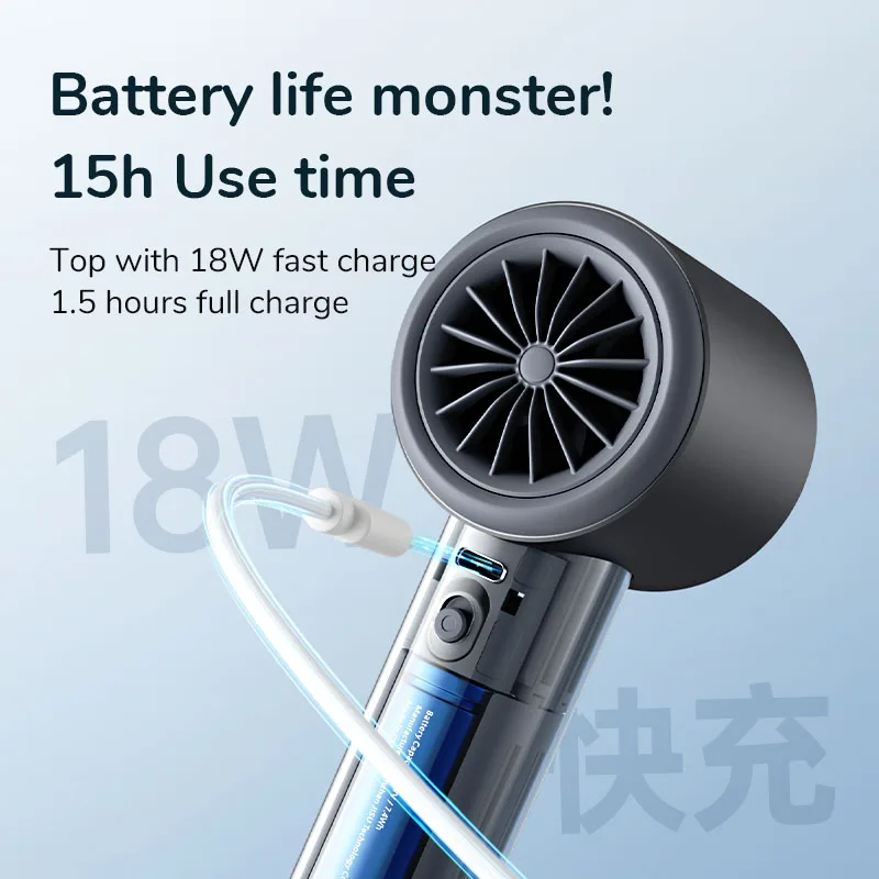 JISULIFE Portable Bladeless Handheld Fan - 100 Speeds, Rechargeable & Powerful Mini Fan - Image 5