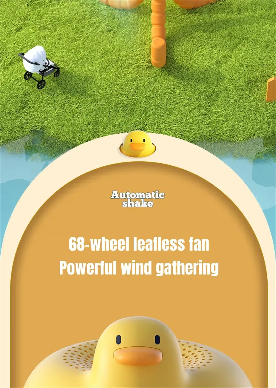 Mini USB Portable Fan - Duck-Shaped Baby Stroller Fan with Adjustable Stand, Handheld or Desktop Use, 3600mAh Long-Lasting Battery, Safe for Kids - Image 13