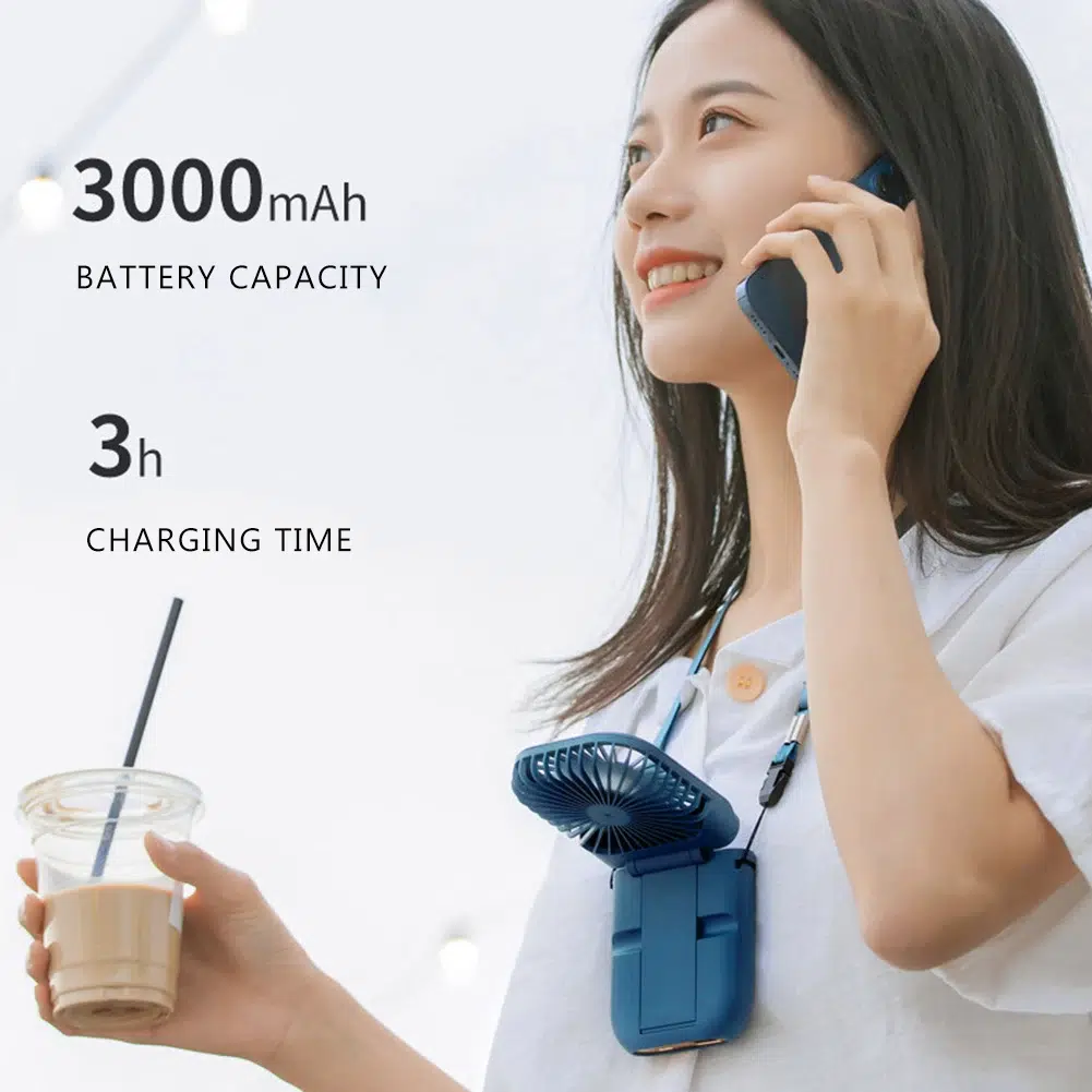 Ultimate Breeze: 3-in-1 Portable Neck Fan with Power Bank and Phone Holder - Image 5