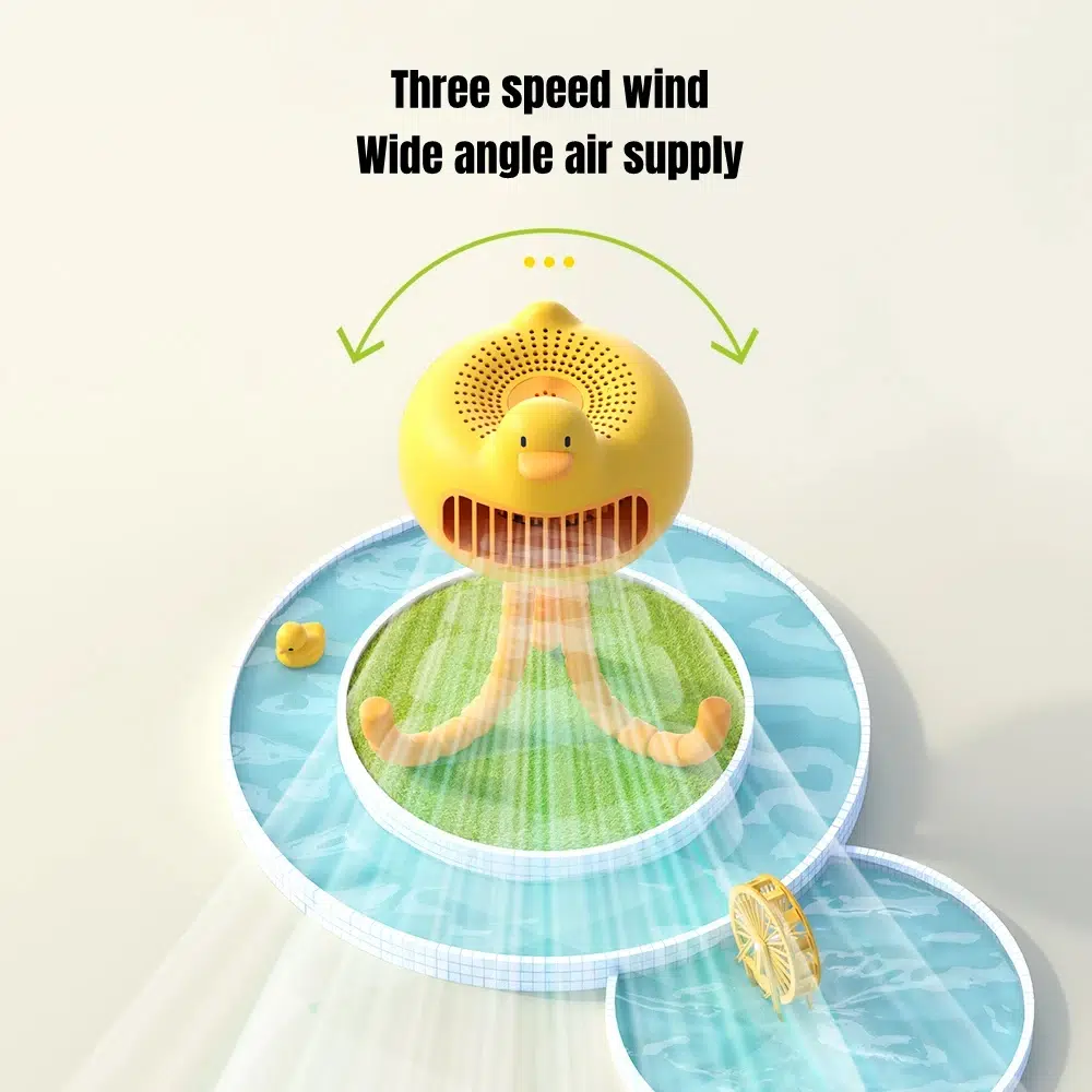 Mini USB Portable Fan - Duck-Shaped Baby Stroller Fan with Adjustable Stand, Handheld or Desktop Use, 3600mAh Long-Lasting Battery, Safe for Kids - Image 16
