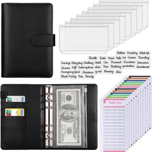 A6 PU Leather Budget Planner Binder with Pockets