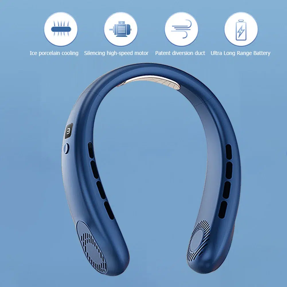 5-Speed USB Rechargeable Portable Neck Fan | Quiet & Bladeless with LED Display – Ultimate Comfort Anywhere! - Image 15