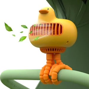 Mini USB Portable Fan - Duck-Shaped Baby Stroller Fan with Adjustable Stand, Handheld or Desktop Use, 3600mAh Long-Lasting Battery, Safe for Kids