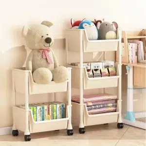 Versatile Trolley Bookshelf with Wheels - Multi-Tier Storage Organizer