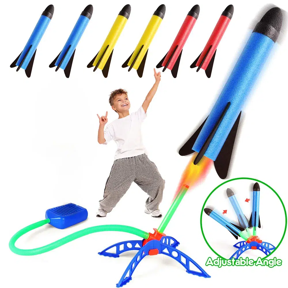 Foam Rockets and Stomp Launcher Outdoor Toy for Children