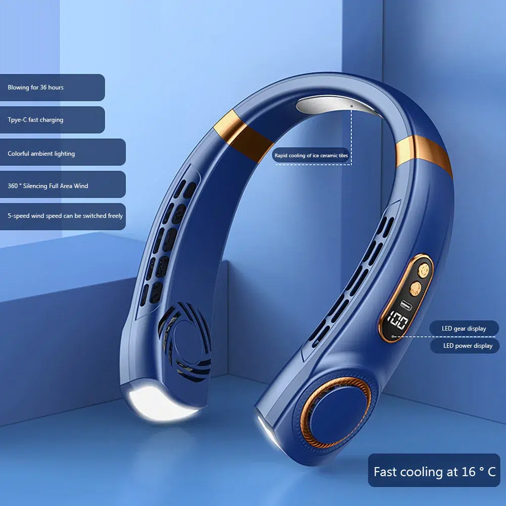 5-Speed USB Rechargeable Portable Neck Fan | Quiet & Bladeless with LED Display – Ultimate Comfort Anywhere! - Image 26