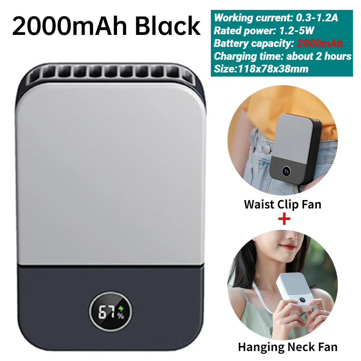 Compact Portable Neck Fan - USB Rechargeable, 3-Speed, Super Quiet | Ideal for Travel & Outdoor - Image 17