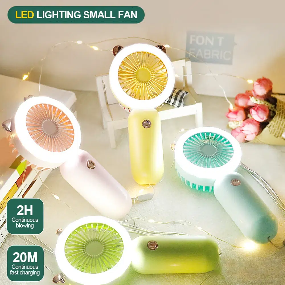 Compact & Powerful 5W USB Rechargeable Mini Fan with Night Light - Perfect for Travel & Home - Image 11