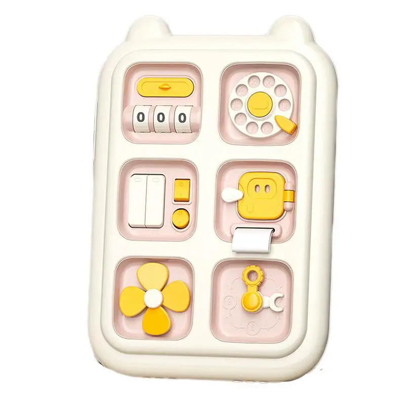 6-in-1 Toddler Sensory Activity Board - Fine Motor Skills Enhancer with Dial Phone, Wheel, and Button Features for Travel