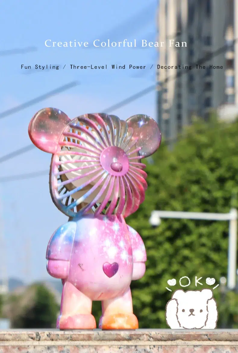 Adorable Power+: USB Mini Cute Cartoon Bear Fan with 3-Speed Control - Image 24