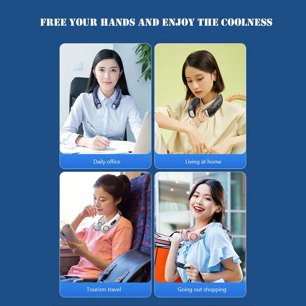 5-Speed USB Rechargeable Portable Neck Fan | Quiet & Bladeless with LED Display – Ultimate Comfort Anywhere! - Image 31