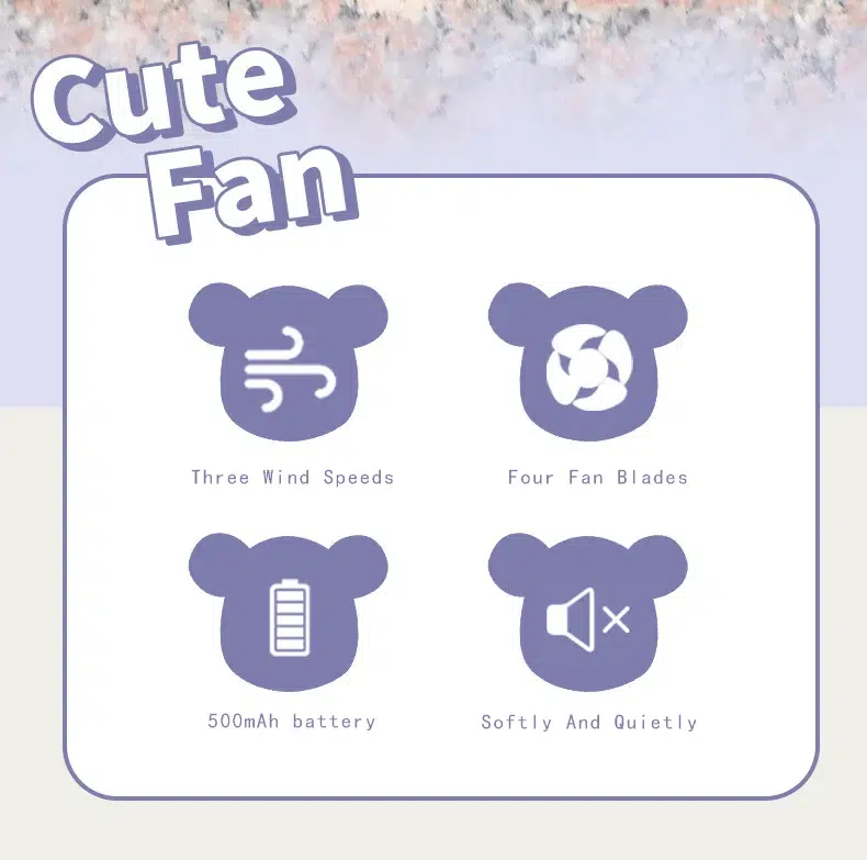 Adorable Power+: USB Mini Cute Cartoon Bear Fan with 3-Speed Control - Image 23