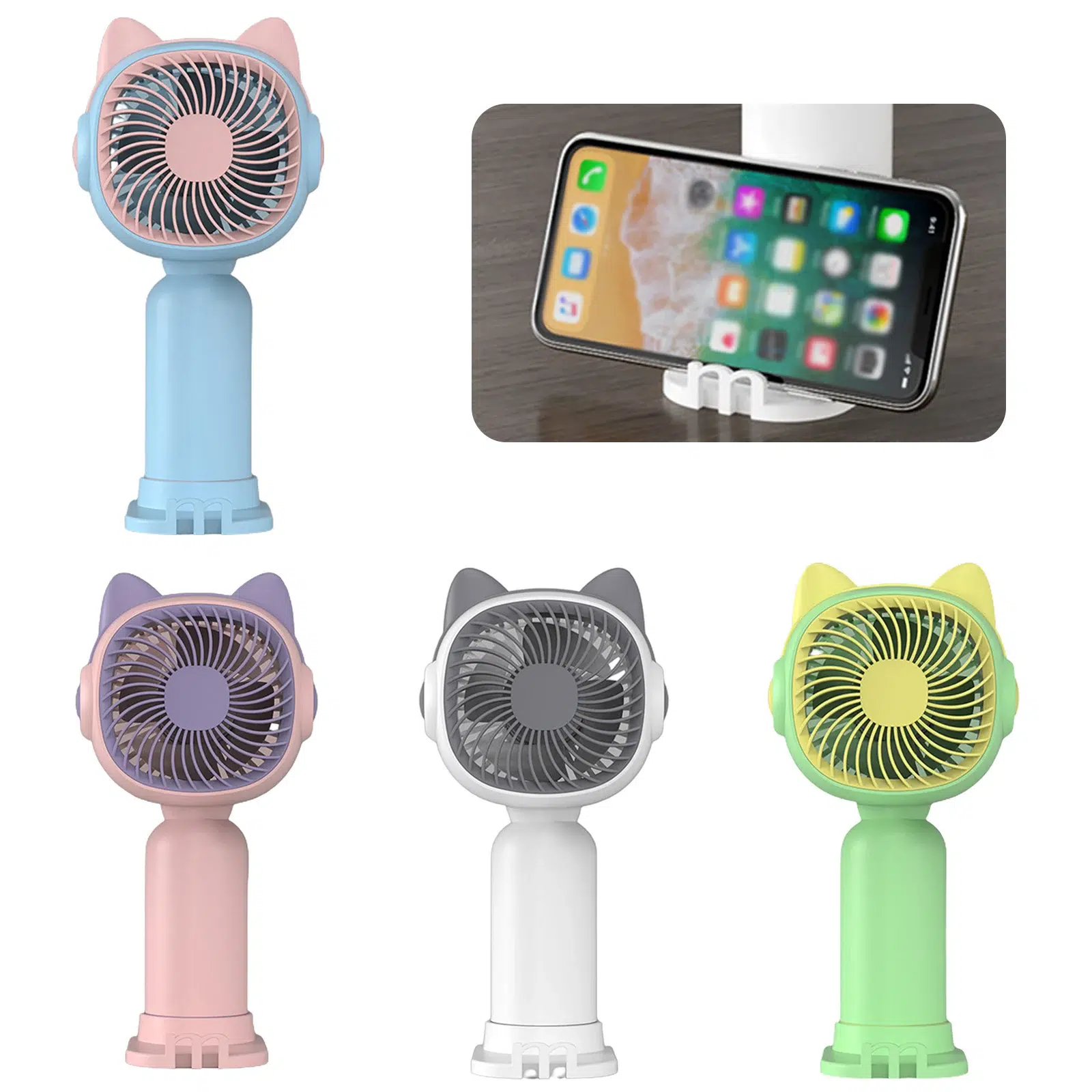 Compact Power: 2-in-1 Portable USB Charging Handheld Fan with Phone Stand - Image 2