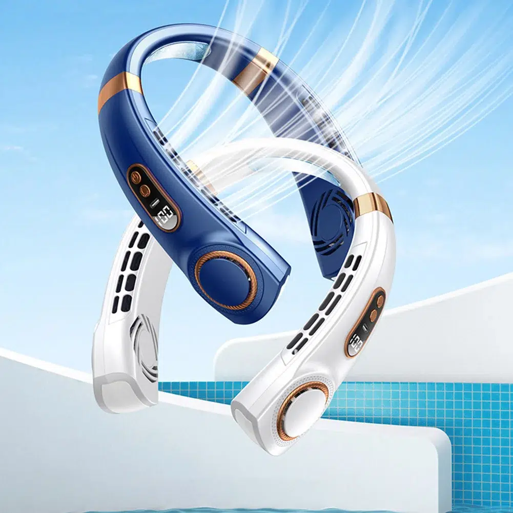 5-Speed USB Rechargeable Portable Neck Fan | Quiet & Bladeless with LED Display – Ultimate Comfort Anywhere! - Image 5